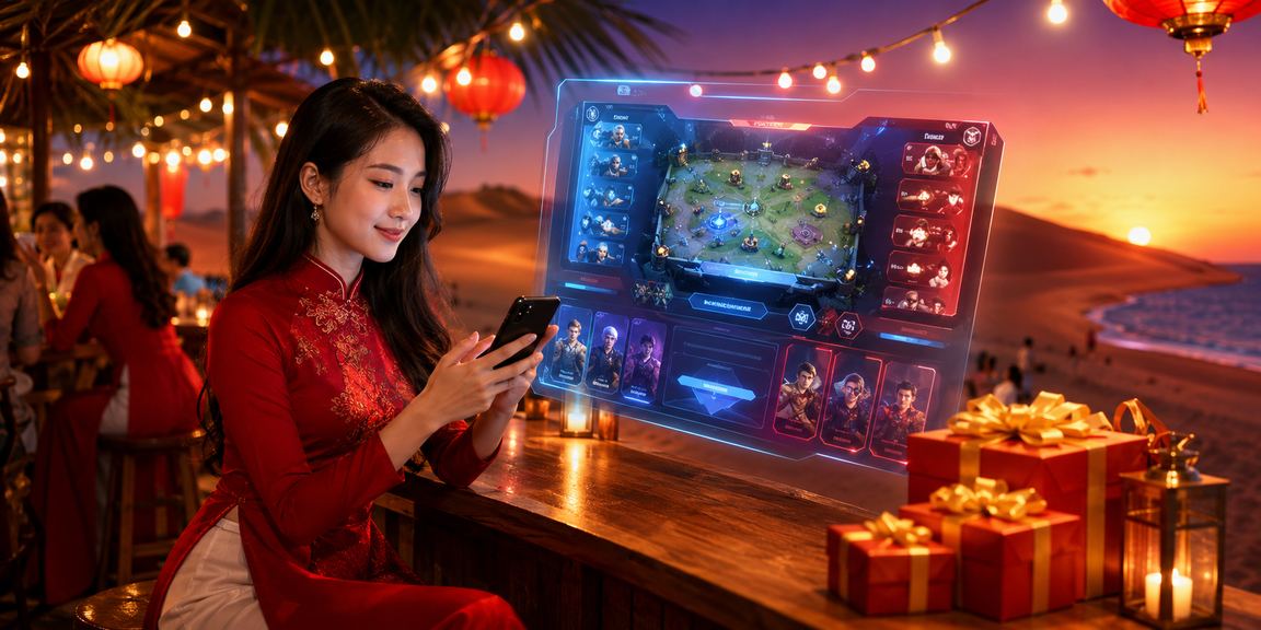 Người dùng áo dài đặt cược esports tại Mũi Né buổi tối
